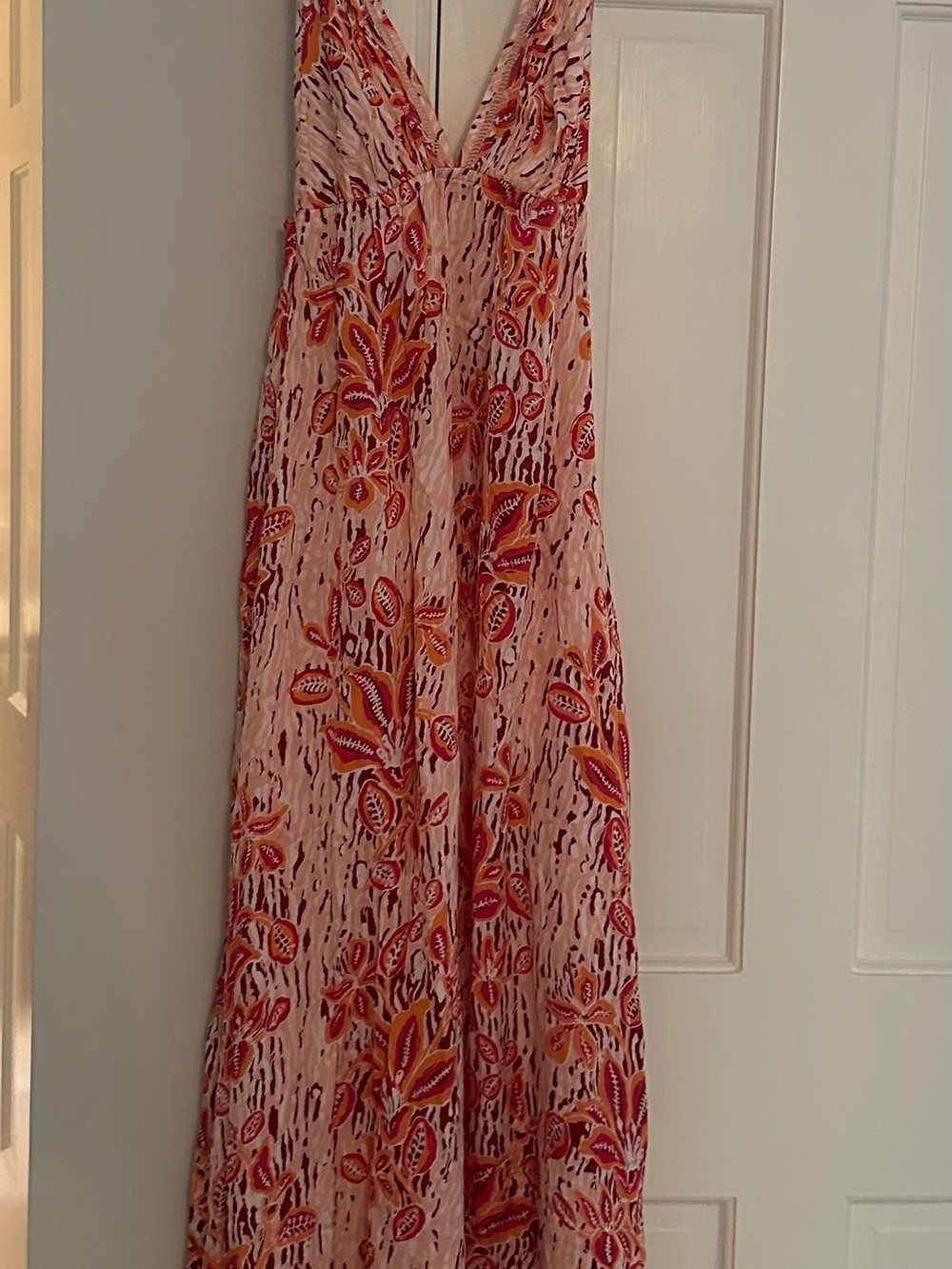 Poupette St. Barth Pink and Orange Floral Maxi dress